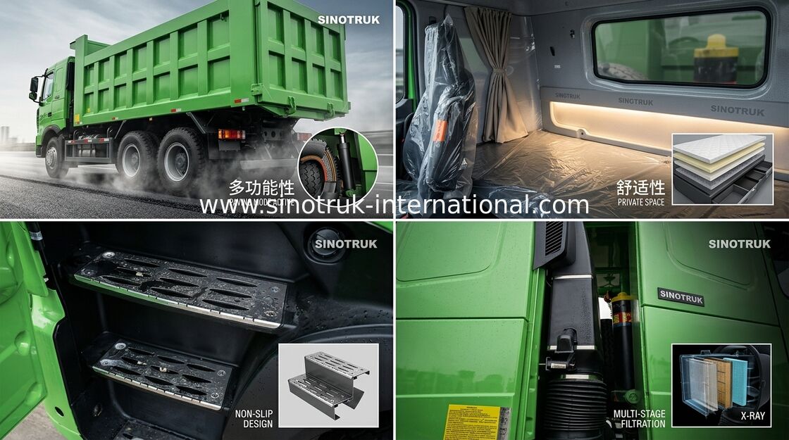 Di SINOTRUK HOWO dell'autocarro con cassone ribaltabile A7 di RHD 6X4 dei circuiti idraulici 30 - 40 tonnellate di sollevamento anteriori