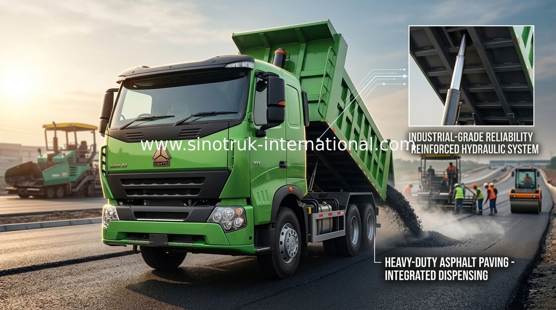 HOWO tonnellate del ribaltatore di A7 30 - 40 dell'autocarro con cassone ribaltabile RHD 6X4 dell'aria della sospensione di colore verde del limone
