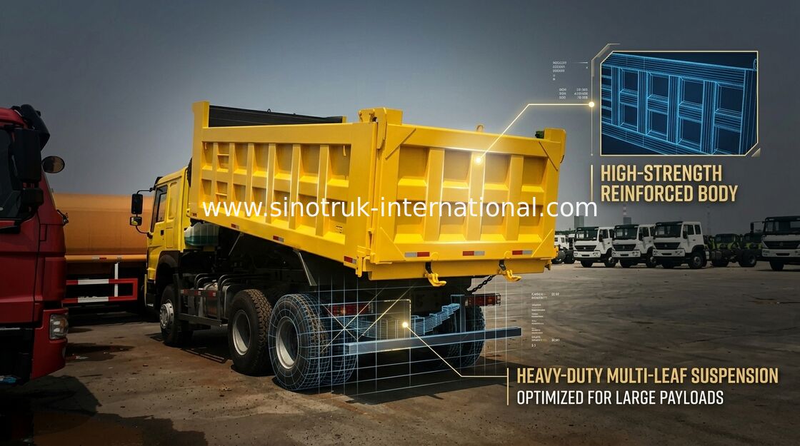 Autocarro a cassone resistente di Sinotruk Howo di gomma radiale di sollevamento ventrale di 6X4 30 - 40 tonnellate
