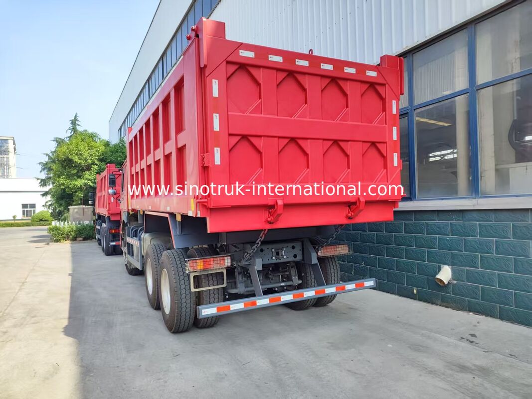 Camion a punta 6*4 rosso pesante 20 metri cubi 371 CV Motore, carico utile da 40 a 50 tonnellate per il trasporto di miniere