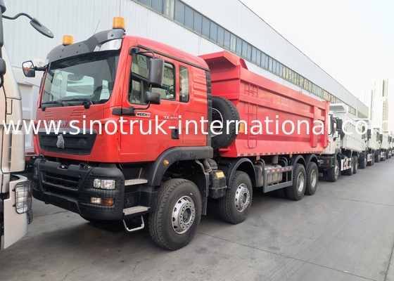 Sinotruk Howo Dump Truck Tx 400HP Euro 2 8 × 4 Lhd U Shape Cargo Box Rosso