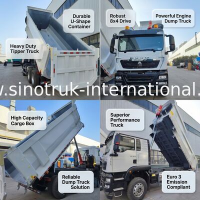 HOWO TX 6*4 White Dump Truck con motore MAN da 390 CV e scatola di carico 20CBM per prestazioni superiori