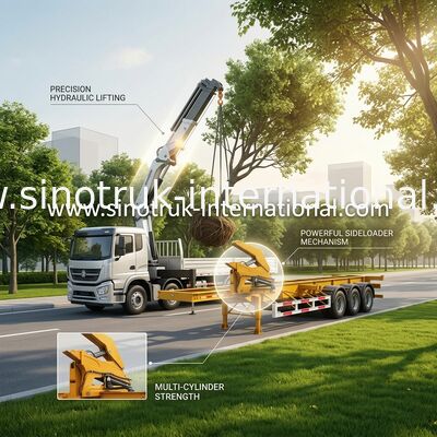 caricatore Sidelifter, rimorchio del lato della gru montato camion di 20ft 40ft dei semi di caricamento di auto del contenitore