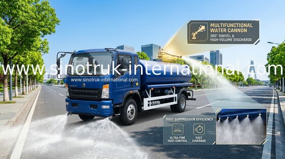 Autocisterna SINOTRUK HOWO con motore diesel da 140 CV, 8000 kg di peso lordo e trazione LHD RHD per il trasporto di acqua municipale e industriale