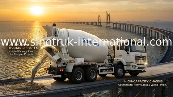HOWO RHD 6*4 12CBM White Mixer Truck Alta potenza 380 CV Alta efficienza Serbatoio di miscelazione italiano