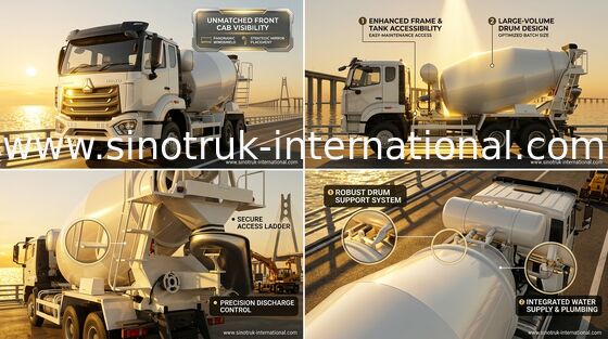 Sinotruk Howo N7 Concrete Mixer Truck 6-10CBM 6 X 4 Euro 2