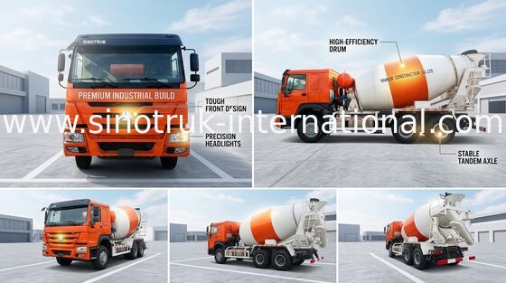 3C Sinotruk Howo Ready Mix Concrete Truck 371hp 10 ruote Lhd 6x4