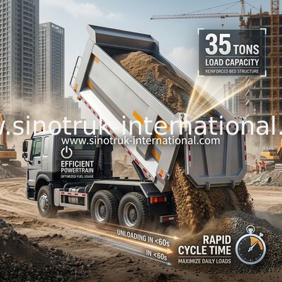 SINOTRUK HOWO 371HP 8X4 Tipper Dump Truck Construction Old Front Face Military Bumper Per le zone minerarie Due luci di avvertimento Contenitore di tipo U