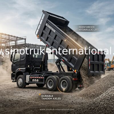 HOWO NX 380HP RHD Black Tipper Dump Truck con battistrada