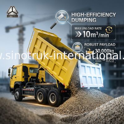 Sinotruk Howo Tipper Dump Truck 6 × 4 Lhd 10 Ruote 20CBM Cargo Box Pneumatici minieri