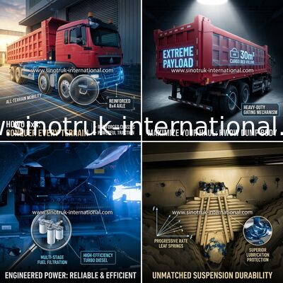 Sinotruk Howo Dump Truck Tx 400Hp Euro 2 8 × 4 Lhd 12 Ruote Rosso
