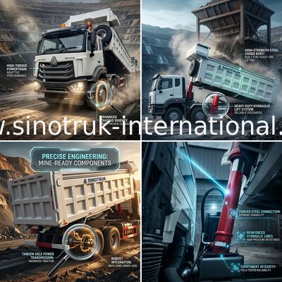 SINOTRUK HOWO Tipper Dump Truck Front Lifting resistente 8×4 RHD
